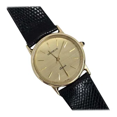Pre-owned Geneva Vintage Genève 14k Gold Quartz 33mm Dress Watch In Multi