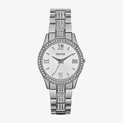 Geneva Womens Crystal-accent Bracelet Watch In Silver