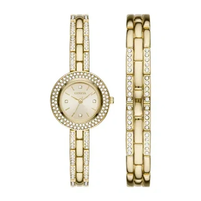 Geneva Womens Crystal Accent Gold Tone 2-pc. Watch Boxed Set Fmdjset062