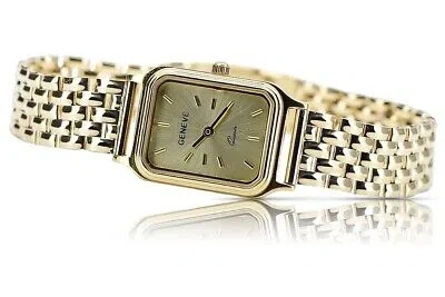 Pre-owned Geneve Beautiful Yellow 14k 585 Gold Lady  Wrist Watch Lw023y&lbw004y