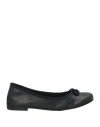 Geneve Woman Ballet Flats Black Size 8 Leather In Black