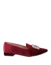 Geneve Woman Loafers Burgundy Size 6 Textile Fibers In Red