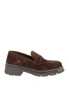 Geneve Woman Loafers Chocolate Brown Size 7 Leather In Brown