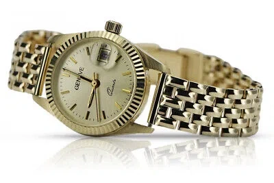 Pre-owned Geneve Yellow 14k 585 Gold Lady Wrist Watch  Lw020ydy&lbw004y