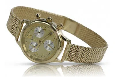Pre-owned Geneve Yellow 14k 585 Gold Lady Wristwatch  Watch Lw019y&lbw003y