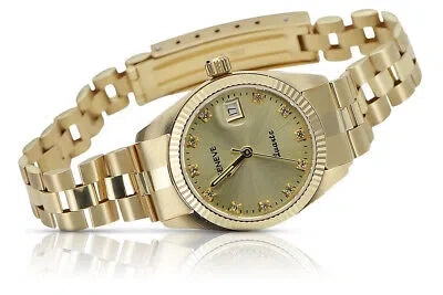 Pre-owned Geneve Yellow 14k 585 Gold Lady Wristwatch  Watch Lw020ydg&lbw009y