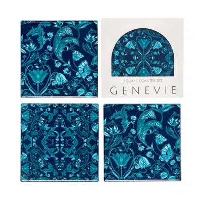 Genevie Blue Delphine Ceramic Coasters
