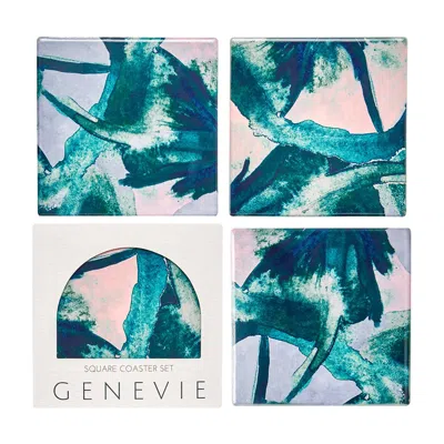 Genevie Green Waterlily Ceramic Coasters