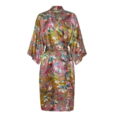 Genevie Women's Magnolia Silk Kimono Robe In Multi