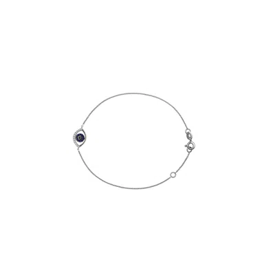 Genevieve Collection Women's 18k White Gold Evil Eye Sapphire & Diamond Bracelet