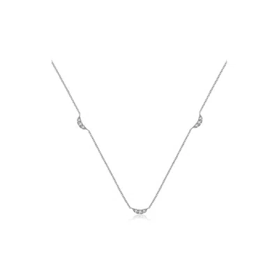 Genevieve Collection Women's 18k White Gold Moon Shape Diamond Necklace / Choker