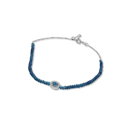Genevieve Collection Women's 18k White Gold Sapphire Bead Bracelet