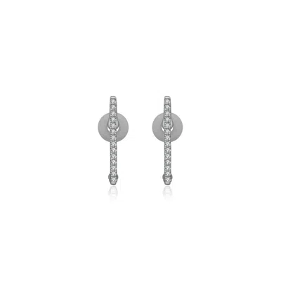Genevieve Collection Women's 18k White Gold Vertical Line Diamond Ear Cuff