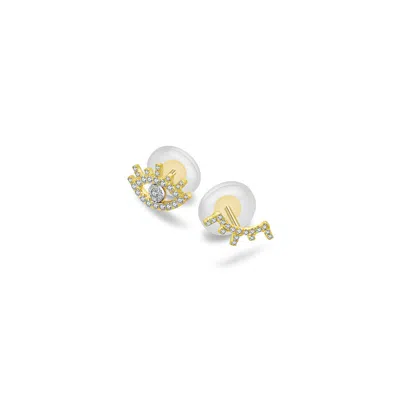 Genevieve Collection Women's 18k Yellow Gold Evil Eye & Eyelash Diamond Earring