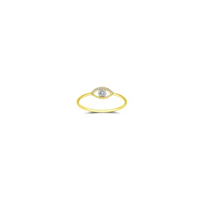 Genevieve Collection Women's 18k Yellow Gold Eye Shape Diamond Ring