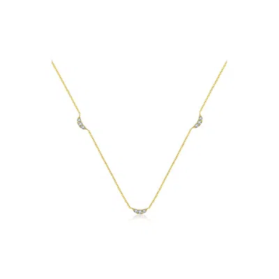 Genevieve Collection Women's 18k Yellow Gold Moon Shape Diamond Necklace / Choker