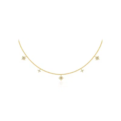 Genevieve Collection Women's 18k Yellow Gold Star Shape Diamond Necklace Choker
