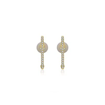 Genevieve Collection Women's 18k Yellow Gold Vertical Line Diamond Ear Cuff