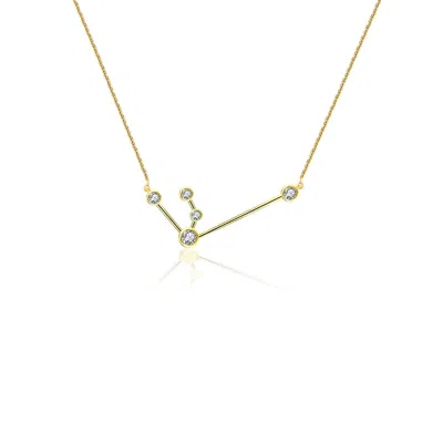 Genevieve Collection Women's Aquarius Zodiac Constellation Necklace 18k Yellow Gold & Diamond