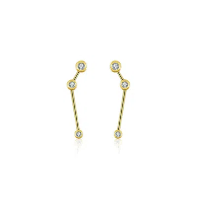 Genevieve Collection Women's Aries Zodiac Constellation Earring 18k Yellow Gold & Diamond