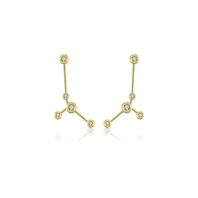 Genevieve Collection Women's Cancer Zodiac Constellation Earring 18k Yellow Gold & Diamond