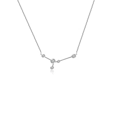 Genevieve Collection Women's Cancer Zodiac Constellation Necklace 18k White Gold & Diamond In Metallic
