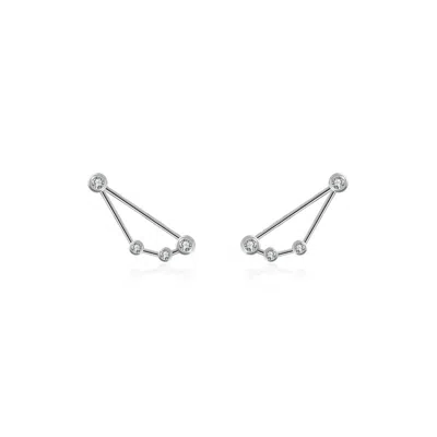 Genevieve Collection Women's Capricorn Zodiac Constellation Earring 18k White Gold & Diamond