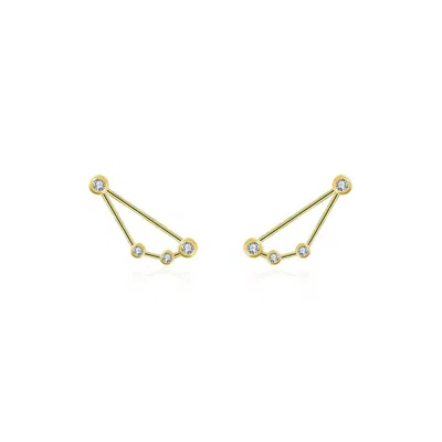 Genevieve Collection Women's Capricorn Zodiac Constellation Earring 18k Yellow Gold & Diamond