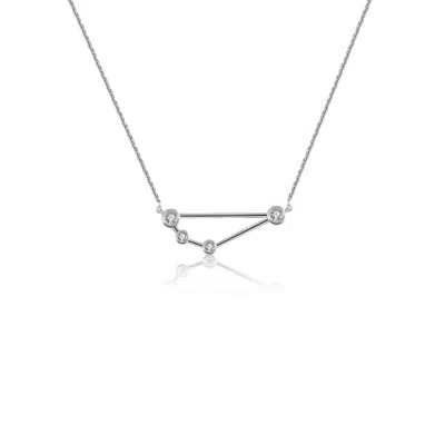 Genevieve Collection Women's Capricorn Zodiac Constellation Necklace 18k White Gold & Diamond