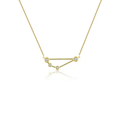 Genevieve Collection Women's Capricorn Zodiac Constellation Necklace 18k Yellow Gold & Diamond