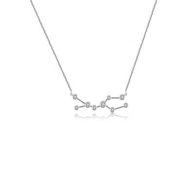 Genevieve Collection Women's Gemini Zodiac Constellation Necklace 18k White Gold & Diamond