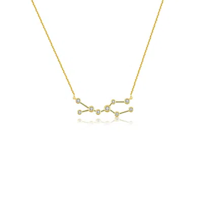 Genevieve Collection Women's Gemini Zodiac Constellation Necklace 18k Yellow Gold & Diamond