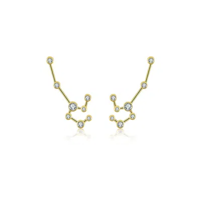 Genevieve Collection Women's Leo Zodiac Constellation Earring 18k Yellow Gold & Diamond