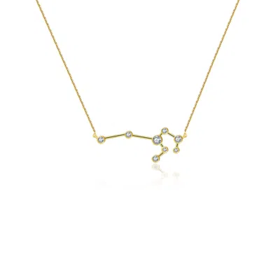Genevieve Collection Women's Leo Zodiac Constellation Necklace 18k Yellow Gold & Diamond