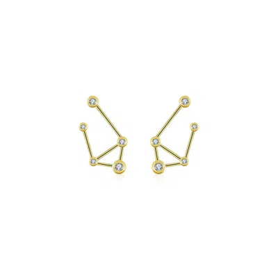 Genevieve Collection Women's Libra Zodiac Constellation Earring 18k Yellow Gold & Diamond