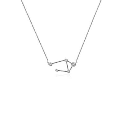 Genevieve Collection Women's Libra Zodiac Constellation Necklace 18k White Gold & Diamond