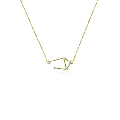 Genevieve Collection Women's Libra Zodiac Constellation Necklace 18k Yellow Gold & Diamond