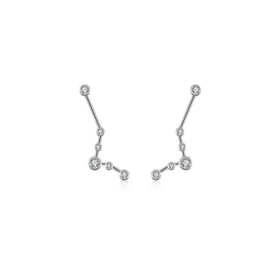 Genevieve Collection Women's Pisces Zodiac Constellation Earring 18k White Gold & Diamond
