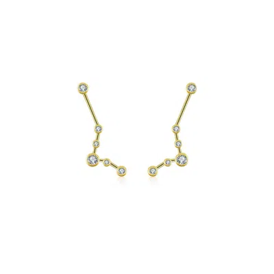 Genevieve Collection Women's Pisces Zodiac Constellation Earring 18k Yellow Gold & Diamond