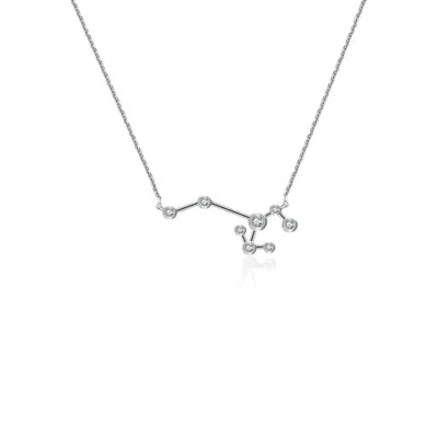Genevieve Collection Women's Sagittarius Zodiac Constellation Necklace 18k White Gold & Diamond In Metallic