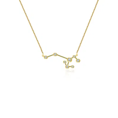Genevieve Collection Women's Sagittarius Zodiac Constellation Necklace 18k Yellow Gold & Diamond