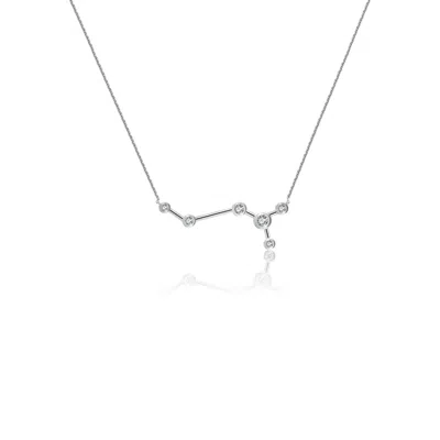 Genevieve Collection Women's Scorpio Zodiac Constellation Necklace 18k White Gold & Diamond In Multi