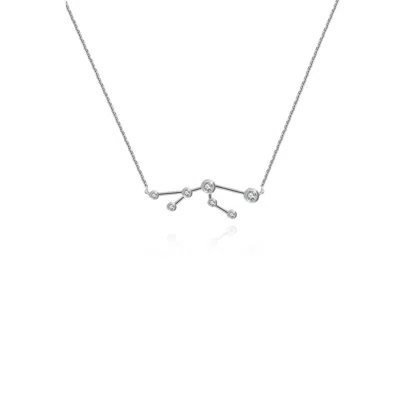 Genevieve Collection Women's Taurus Zodiac Constellation Necklace 18k White Gold & Diamond