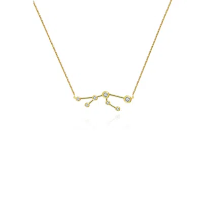 Genevieve Collection Women's Taurus Zodiac Constellation Necklace 18k Yellow Gold & Diamond