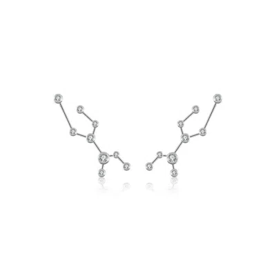 Genevieve Collection Women's Virgo Zodiac Constellation Earring 18k White Gold & Diamond