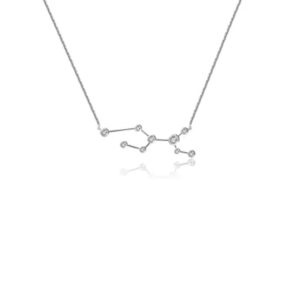 Genevieve Collection Women's Virgo Zodiac Constellation Necklace 18k White Gold & Diamond