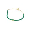 Genevieve Collection Women's White 18k Yellow Gold Emerlad Bead Bracelet In White