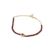 Genevieve Collection Women's White 18k Yellow Gold Ruby Bead Bracelet In White