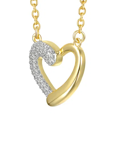 Genevive Sterling Silver 14k Gold Plated With Clear Moissan