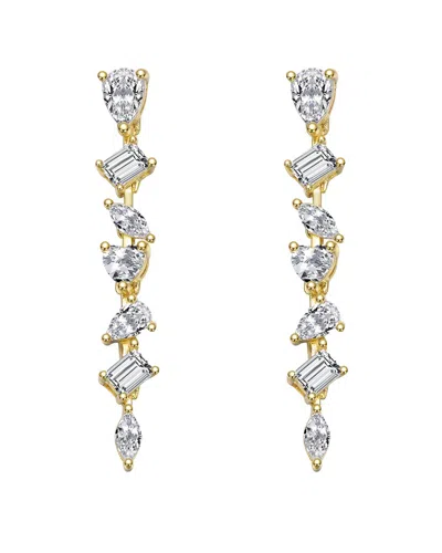 Genevive Sterling Silver 14k Gold Plated With Clear Cubic Z